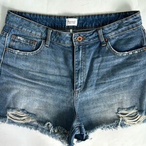 Special A Los Angeles High Rise Ripped Distressed Blue Jean Shorts Raw Hem Sz‎ L